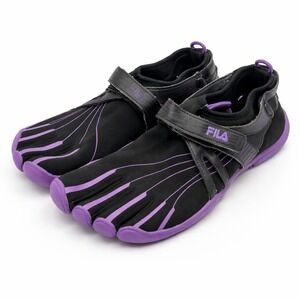 FILA Skele-Toes EZ Slide Womens 11 Black Purple Minimalist Water Shoes Beach